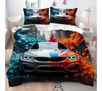 ZZXHG Housse de Couette 200x200 Voiture de Sport, Parure de Lit 2 Personnes avec Fermeture Éclair, Ensemble de Literie avec Housse Couette + 2 Taie d'oreiller 65x65cm_A6376