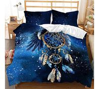 ZZXHG Housse de Couette 220x240 Adulte Attrape RêVe Bleu Parure de Lit 2 Personnes en Microfibre avec Fermeture Éclair, 3 Pièces Ensemble de Literie avec 2 Taies d'oreillers 65x65 cm