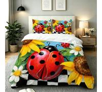 ZZXHG Housse de Couette 220x240 Bête à Bon Dieu, Parure de Lit 2 Personnes avec Fermeture Éclair, 3 Pièces Ensemble de Literie avec 2 Taies d'oreillers 65x65 cm_A22973