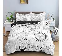 ZZXHG Parure de Couette 220x240 PlanèTe Blanche Soleil, Housse de Couette 2 Personnes en Microfibre, Parure de lit 2 Places Adulte Enfant, Ensemble de literie avec 2 Taie d'oreiller 65x65 cm