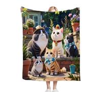 ZZXHG Plaid Polaire 150 x 200 Chat Coloré, Flanelle Épaisse Peluche Couverture Lit 1 Personnes en Microfibre, Chaude Plaid Jeté de Canapé Couverture pour Adultes Enfants Animaux