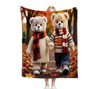 ZZXHG Plaid Polaire 150 x 200 Deux Petits Ours, Flanelle Épaisse Peluche Couverture Lit 1 Personnes en Microfibre, Chaude Plaid Jeté de Canapé Couverture pour Adultes Enfants Animaux