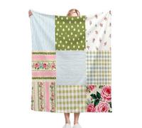 ZZXHG Plaid Polaire 150 x 200 Patchwork, Flanelle Épaisse Peluche Couverture Lit 1 Personnes en Microfibre, Chaude Plaid Jeté de Canapé Couverture pour Adultes Enfants Animaux_8217a