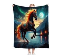 ZZXHG Plaid Polaire 200x220 Animal Noir Cheval, Plaid Canapé Couverture Flanelle Réversible en Microfibre, Moelleuse Couvre Lit 2 Personnes, Couverture Polaire pour Adultes et Enfants
