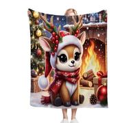 ZZXHG Plaid Polaire 200x220 Cerf de Dessin Animé, Plaid Canapé Couverture Flanelle Réversible en Microfibre, Moelleuse Couvre Lit 2 Personnes, Couverture Polaire pour Adultes et Enfants