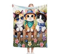 ZZXHG Plaid Polaire 200x220 Chaton de Dessin Animé, Plaid Canapé Couverture Flanelle Réversible en Microfibre, Moelleuse Couvre Lit 2 Personnes, Couverture Polaire pour Adultes et Enfants_h22