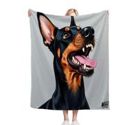 ZZXHG Plaid Polaire 200x220 Doberman Noir, Plaid Canapé Couverture Flanelle Réversible en Microfibre, Moelleuse Couvre Lit 2 Personnes, Couverture Polaire pour Adultes et Enfants_h486
