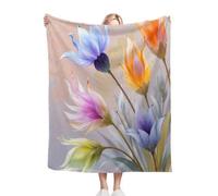 ZZXHG Plaid Polaire 200x220 Fleurs ColoréEs, Plaid Canapé Couverture Flanelle Réversible en Microfibre, Moelleuse Couvre Lit 2 Personnes, Couverture Polaire pour Adultes et Enfants_h151