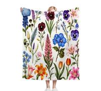 ZZXHG Plaid Polaire 200x220 Fleurs ColoréEs, Plaid Canapé Couverture Flanelle Réversible en Microfibre, Moelleuse Couvre Lit 2 Personnes, Couverture Polaire pour Adultes et Enfants_h132