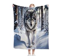 ZZXHG Plaid Polaire 200x220 Loup Animal Gris, Plaid Canapé Couverture Flanelle Réversible en Microfibre, Moelleuse Couvre Lit 2 Personnes, Couverture Polaire pour Adultes et Enfants_h32