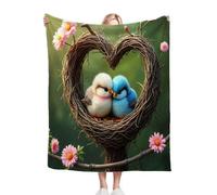 ZZXHG Plaid Polaire 200x220 Oiseau Bleu et Blanc, Plaid Canapé Couverture Flanelle Réversible en Microfibre, Moelleuse Couvre Lit 2 Personnes, Couverture Polaire pour Adultes et Enfants