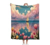 ZZXHG Plaid Polaire 200x220 Tulipes Roses, Plaid Canapé Couverture Flanelle Réversible en Microfibre, Moelleuse Couvre Lit 2 Personnes, Couverture Polaire pour Adultes et Enfants_A13102