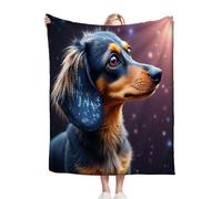 ZZXHG Plaid Polaire 220x240 cm Adulte Chien Saucisse Noir, Douce Flanelle Couverture Lit 2 Personnes en Microfibre, Plaid Canape Grande Taille Jeté de Canapé, Réversible Peluche Couverture