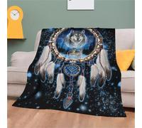 ZZXHG Plaid Polaire 240x260 Adulte Loup Attrape RêVe Bleu, Douce Flanelle Couverture lit 2 Personnes en Microfibre, Plaid Canape Grande Taille Jeté de Canapé, Réversible Peluche Couverture