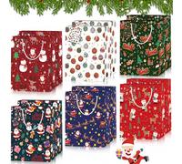 ZZXLOPEZ 12 Pcs Sacs Cadeaux en Papier pour Noël, Sac Craft avec Imprimés Festifs - pour Bonbons, Cadeaux, Mariage, Fête