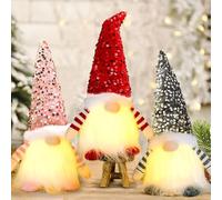 ZZXLOPEZ 3 Pcs Lutin de Noël, Décoration Père Noël avec LED, Décoration de Noël 30 cm de Haut, Suédois du Père Noël Santa Tomte, Nain en Peluche Lumineux sans Visage pour Halloween,Noël,Thanksgiving