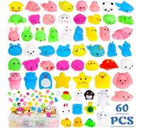 ZZXLOPEZ 60 Pièces Squeeze Jouets Squishies, Mochi Squishy Toys, Squishy Kawaii Petit Animaux Anti Stress Reliever Jouet pour Cadeau de Noël, Cadeau d'anniversaire, soulagement du Stress