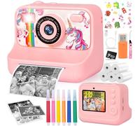 ZZXLOPEZ Appareil Photo Instantané Enfant, 1080P Appareil Photo Numérique Enfant avec Carte de 32GB, Papier d'impression, 2.4 Pouces Appareil Photo Enfants, Cadeau pour Filles Garçons de 3-12 Ans