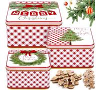 ZZXLOPEZ Boite A Biscuits Metal, 3 Boite en Fer Noel avec Couvercles, Boîte de Rangement Portable, Boîtes à Biscuits de Noël pour Les BiscuitS de Fête de Vacances Thé Alimentaire de Bonbons