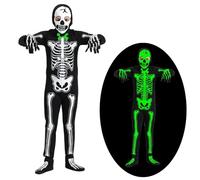ZZXLOPEZ Costume de Squelette pour Enfant, Costume Halloween Enfants, Combinaison Squelettes Phosphorescents, Combinaison Lumineuse en os de Squelette pour Fête Halloween, Carnaval, Fête Cosplay