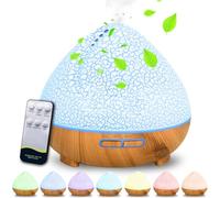 ZZXLOPEZ Diffuseur d'Huiles essentielles 500ml, Ultrasonique Diffuseur Huiles Essentielles Electrique, Humidificateur d'air avec Lumière Chaude Arrêt Automatique pour Chambre, Spa, Yoga, Massage
