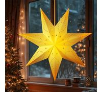 ZZXLOPEZ Étoile de Noël LED à Suspendre, 45cm Étoile de 3D à Suspendre, Lumières de Étoiles Pliantes de Papier pour Extérieur et Intérieur, Noël Décoration Étoiles Lumineuse pour Mariage,Fête,Maison