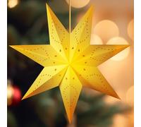 ZZXLOPEZ Étoile de Noël LED à Suspendre, 45cm Étoile de Noël 3D à Suspendre, Noël Decoration Intérieur, Étoiles Papier à Suspendre, Noël Décoration Étoile Lumineuse pour Noël Mariage Fête Décoration