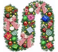 ZZXLOPEZ Guirlande Noël Sapin 2.7 m - 50 LED Artificielle - Couronne Lumineuse pour Mur, Cheminée, Escalier - Décoration de Noël