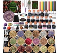 ZZXLOPEZ Kit de Sorciere Bougies Fournitures de Sorcellerie, Kit de Démarrage Wiccan, Kit de Sorcellerie Magiques Pierre Naturelles de Cristal,Fleur Séchée Utilisé pour la Prière,Mantra,Sorcelleri