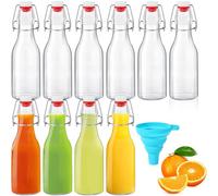 ZZXLOPEZ Lot de 10 Bouteille Verre 250ml, Bouteilles à Liqueur et à Remplir Avec Bouchon à Étrier, Entonnoir, Bouteille en Verre avec Bouchon pour le Stockage de Bière, Vinaigre, Jus de Fruits, Sirop