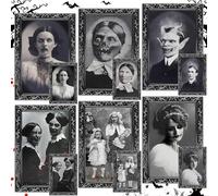 ZZXLOPEZ Lot de 6 Cadres Photo 3D Changeants, Halloween Decoration Effrayante de Portrait Interieur, 38x26cm Halloween Décoration Effrayant, Horreur de DéCoration Portrait, Décoration Murale Hantée