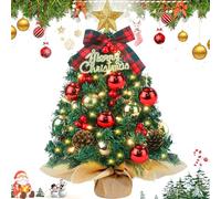 ZZXLOPEZ Sapin de Noel Artificiel, Petit Arbre de Noël de Table 50cm avec Décorations et Guirlande Lumineuse LED, Mini Sapin de Noël pour la Fête De Vacances Table Bureau Accueil Décoration de Noël