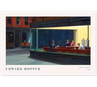 ZZYGGN GMGSW célèbre Edward Hopper Impressions sur toile Art mural abstrait Edward Hopper Posters《Nighthawks, 1942》Peinture pour la maison Décoration murale Photo 40x55cm Sans cadre