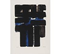 ZZYGGN GMGSW célèbre Pierre Soulages Poster《Bleu》Peinture Pierre Soulages Impressions sur toile Art mural abstrait pour le bureau à domicile Décoration murale Photo 60x80cm Sans cadre
