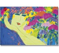 ZZYGGN GMGSW Dame aux fleurs Peinture par Walasse Ting Art mural Toile Colorée Affiche et tirages de Walasse Ting pour la décoration de bureau 40x60cmx1 Sans cadre