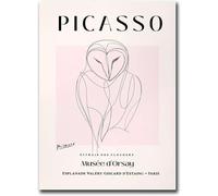ZZYGGN GMGSW Estampes de Pablo Picasso Peinture de toile en ligne de hibou effraie Affiche de Pablo Picasso Art mural abstrait rose Image abstraite pour la décoration de bureau 40x55cm Sans cadre