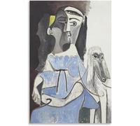 ZZYGGN GMGSW Femme avec chien de Pablo Picasso Affiche et gravures Peinture abstraite sur toile Peinture murale de Pablo Picasso pour décoration de bureau 40x55cmx1 sans cadre