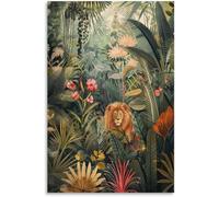 ZZYGGN GMGSW Rainforest par Henri Rousseau Affiche et gravures Toile de paysage Art mural Peinture du lion Henri Rousseau Tableau de décoration intérieure 60x80cm Sans cadre