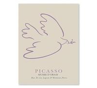 ZZYGGN GMGSW Violette colombe de la paix par Picasso Affiche et estampes Art mural minimaliste Picasso Peinture sur toile Moderne pour la maison Murale Photo Décor 50x75cm Sans cadre