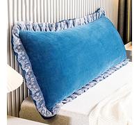 ZZYK Grand Coussin De Dos Pour Lit, Coussin D'oreiller Compensé De Couleur Unie Coussin De Lecture Coussins De Tête De Lit En Coton PP Avec Housse Lavable,Bleu,47"/120cm