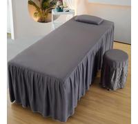 ZZYK Gray1,70x190cm/27.5x74.8in,Couvercle De Lit De Massage avec Trou De Visage en Lin Lavable Beauté Spa Table De Massage Jupe Enveloppe Polyvalente Couverture De Protection