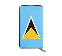 ZZYYDS Portefeuille long en cuir avec drapeau de Sainte-Lucie - 12 emplacements pour cartes de crédit - 3 emplacements pour espèces - Compartiment pour pièces de monnaie - Unisexe
