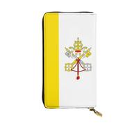 ZZYYDS Portefeuille long en cuir avec drapeau du Vatican - 12 emplacements pour cartes de crédit - 3 emplacements pour espèces - Compartiment pour pièces de monnaie - Unisexe
