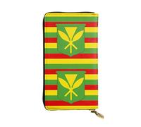 ZZYYDS Portefeuille long en cuir avec drapeau hawaïen, 12 emplacements pour cartes de crédit, 3 emplacements pour espèces, compartiment pour pièces de monnaie, unisexe