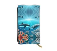 ZZYYDS Whales under the sea Portefeuille long en cuir avec 12 emplacements pour cartes de crédit, 3 emplacements pour espèces, compartiment pour pièces de monnaie, unisexe