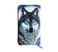 ZZYYDS Wolf Under Moon Portefeuille long en cuir avec 12 emplacements pour cartes de crédit, 3 emplacements pour espèces, compartiment pour pièces de monnaie, unisexe
