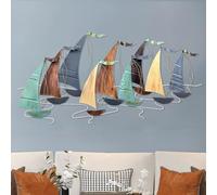 ZZYYZZ Décoration Murale en Métal pour Bateau, Grand Voilier 51" x 26", Nautique Côtière pour Salon, Plage, Océan