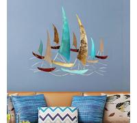 ZZYYZZ Décoration Murale en métal pour Grand Bateau, pour Salon, Chambre à Coucher, voilier Nautique côtier, décoration Murale de Plage, Bateau à Voile, décoration d'intérieur 83,8 x 78,7 cm