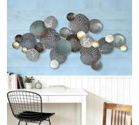 ZZYYZZ Grande décoration murale en métal - Feuille de lotus bohème - Fleur empilée 3D - Décoration murale d'extérieur nautique côtière pour salon, chambre à coucher, salle à manger - 133,3 x 67,3 cm