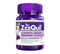 ZzzQuil Sommeil Doux - Gommes arôme naturel fruits des bois - Complément alimentaire à base de valériane, camomille, lavande, vitamine B6 et de mélatonine - 30 gommes